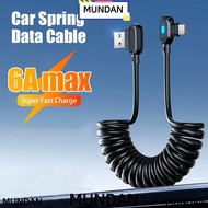 MUNDAN 6A Spring Data Cable, PVC Black USB C To Type C Fast Charging Cable,  Telescoping Elbow Sprin