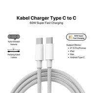 60W Fast Charger Type-C to Type-C Fast Charging Cable USB C Fast Charging Braided Cable for IOS 17 1