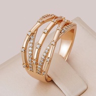 Russia 585 Rose Gold Ring Female Hollow Wide Face Closed Simulation Ring Jewelry Mother Gift 8.19