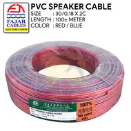 Speaker Fajar  30/0.18 x 2 Core Speaker Cable (100% Pure Copper) Malaysia Fajar Wire Cable