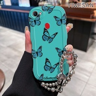YIWESAN Casing Hp Untuk OPPO F7 Case HP Casing cantik model kupu-kupu Kesing Cesing rantai Kasing Si
