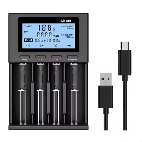 BX0E 18650 Battery for Smart Universal 4-Bay Automatic LCD Display,Fast Charging Rechargeable AA AAA