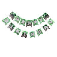Minecraft Birthday Party Decorations Game Accessories Sand Box Background Flags Steve Creeper Sword