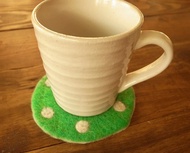 羊毛氈  手工 圓點 杯墊 點點 綠