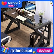 FitStore โต๊ะทำงาน Computer Desk โต๊ะเกม โต๊ะกระจก หน้าโต๊ะกระจกสีดำ โต๊ะคอมพิวเตอร์  โครงเหล็ก โต๊ะ