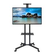 BAIERDI Universal 32-65 inch LCD TV Stand TV Mobile Cart Mobile TV Stand Floor Cart Stand Can Bear 50KG Weight TV Stand Special Sale, TV Stand with TV Box Tray, Adjustable Tilt 15°, Silent Universal Wheel with Brake