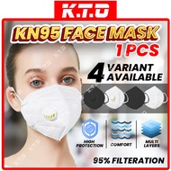 1PCS KN95 5 PLY FACE MASK 3D FACE MASK PROTECTION WITH BREATHING VALVE FILTER / TOPENG MUKA / 五层式口罩