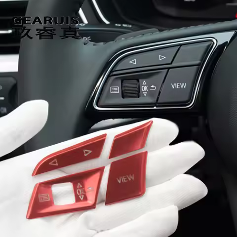 Car styling steering wheel switch buttons Trim Frame Covers stickers For Audi A3 8P S3 A4 B9 A5 S4 S