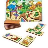 Wood domino games - dinosaurs Puzzle, Wooden Montessori homeschool blocks