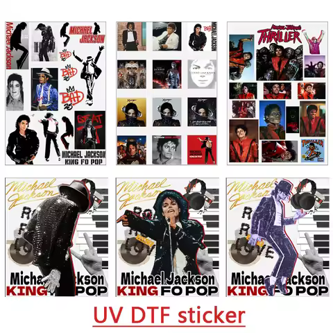 Michael Jackson DIY UV Sticker Party Theme MJ DTF Decal Handbook Scrapbook Phone Case Diary Greeting