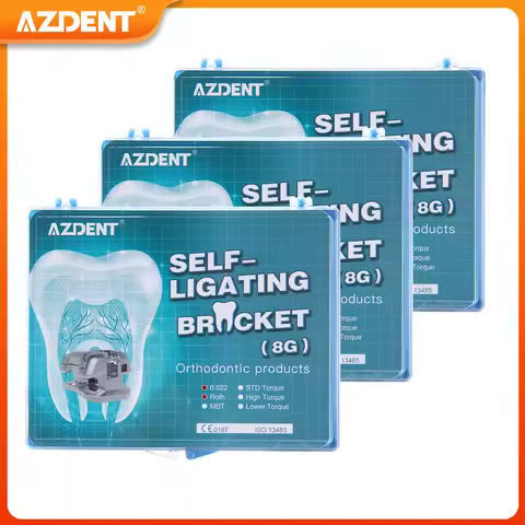 3 Boxes AZDENT Dental Orthodontic Brackets Self-Ligating Braces Inserted Crimpable Movable Hooks Buc