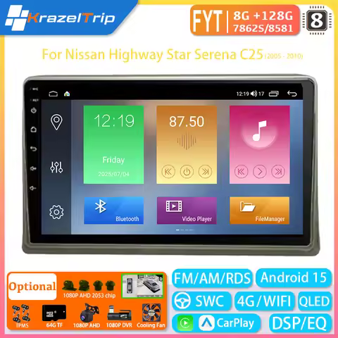 FYT 7862s 8 Core Car Radio for Nissan Highway Star Serena C25 2005-2010 CarPlay Android Auto Stereo 