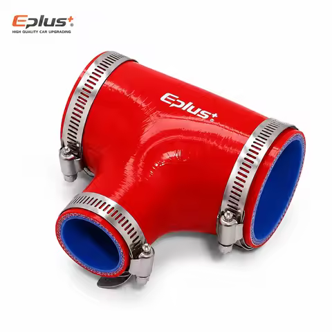 EPLUS Red Silicone Tubing 3 Way T-shaped Turbo Intake Hose Universal Reinforced Air Inlet Pipe Silic