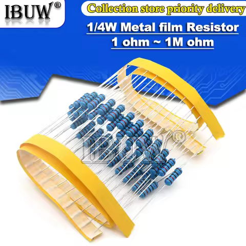 100PCS/lot 1/4W Metal film resistor 1R~22M 1% 100R 220R 1K 1.5K 2.2K 4.7K 10K 22K 47K 100K 100 220 1