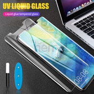 Nano Liquid UV Glue Full Coverage Frosted Tempered Glass For Huawei P30 P40 Mate 20 Pro Matte Privacy Anti Spy Blue UV Purple Light Anti Fingerprint Screen Protector Film