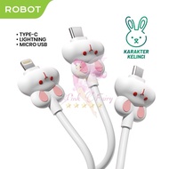 Robot RPM100 / RPC100 / RPL100 Rabbit Data Cable Fast Charging 12W 18W 480Mbps Transmission Speed Or