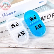 Flym 2 Grids Waterproof Pill Organizer Portable Oval Pill Box Pill Container Daily AM&PM Containers 