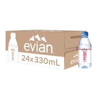Carton of 24 bottles of Evian natural mineral water 330ml (330ml x 24)