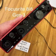 9/10 Focusrite 8i6 Gen 3 USB audio sound card with USB-C cable