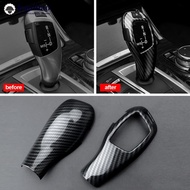 HUAIHAO 2Pcs/Set Car Carbon Fiber Gear Shift Knob Cover Trim Styling Accessories For BMW X5 X6 E70 E