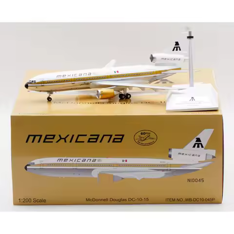 WB-DC10-045P Alloy Collectible Plane Gift B-Models 1:200 Mexicana McDonnell Douglas DC-10-15 Diecast