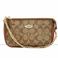 金鐸精品~2457 COACH 蔻馳 F64234 卡其色PVC經典C-LOGO金鍊 麻將包 腋下包 手拿包 全新品