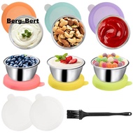 6Pcs 1.6Oz Salad Dressing Container to Go, Stainless Steel Condiment Containers Cups with Silicone L