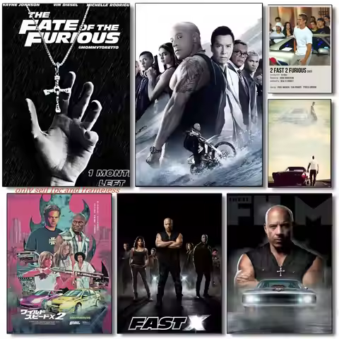 Classic Movie F-Fast 2 Furious Poster Premium PP Wall Decal - Peel & Stick, HD Print, Waterproof Hom