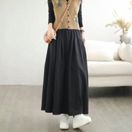 [HZA] Women A-line Long Skirt Fashion Korean Style Business Smart Casual Skirt