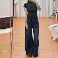 ** 32wardrobe Banniang-Long Leg Brushed Denim Wide Pants 7877 a