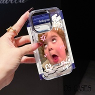 Funny Little Girl Pattern Iphone Case Transparent Granite Frame 17/17Pro/17ProMax/16/16Pro/16ProMax/