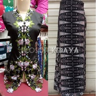 setelan kebaya encim premium motif bunga lengan panjang/pesta - hitam xxl