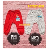 MERAH [TOMS] MIYO (1pcs) Pampers Long Pants OPEN LEGS RED WHITE PLAIN | Newborn Baby Pants | Baby cl