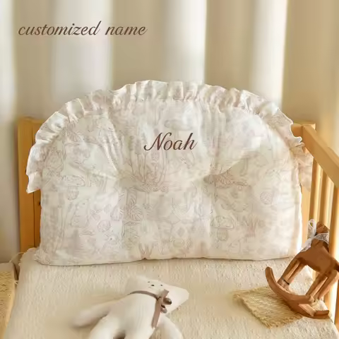 Custom Name Kids' Bed Backrest Pillow Bedside Crib Bumper Pad Soft Cotton Cushion Safety Bumper for