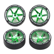 Tamiya Mini 4WD Full Cowl 30th Anniversary Super Hard Low Height Tires Matte Green Chrome Wheels 956