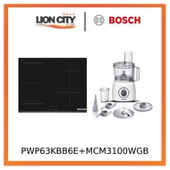 Bosch PWP63KBB6E Series 4 Induction hob 60 cm Black, surface mount without frame + MCM3100WGB Food processor MultiTalent