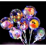 { NY ACC } Balon Lampu LED Karakter Boneka Gagang Warna - Warni