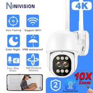 NINIVISION 8MP 4K Dual Lens CCTV Camera | 360° PTZ 10X Zoom | Wireless Outdoor IP Camera | Eseecloud