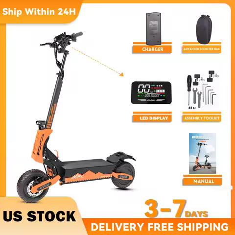 Arwibon GT08 Adult Electric Scooter 5600W Motor Top Speed 46MPH, 60V27AH, 11 Inch Off-Road Tires Spo