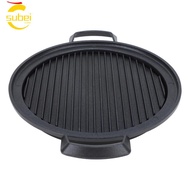 SUBEI1 Japanese Mini Hibachi Grill, Ribbed Side Handles Pan Round Tabletop Charcoal, Durable Alumini