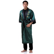 ชุดคลุมอาบน้ำ ชุดคลุมนอน ชุดคลุมปักมังกร ชุดคลุมกิโมโนสองหน้า ชุดคลุมลายจีน (สีเขียว) Embroided Asia