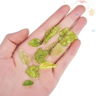 BLISS 30pcs Green Transparent Leaf Shape Beads, Leaf Shape Transparent Green Acrylic Leaf Beads, Gre