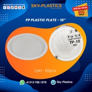 Disposable PP Plastic Plate | Party Plate | Pinggan Plastik- 10 Inch (50pcs)