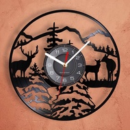 12 Inch Deer LED Wall Clock with 7 Luminous Modes Silent Quartz Non Ticking Vintage Decorative Analo