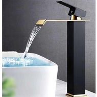 Bathroom Basin Faucet Gold and Black Waterfall Faucet Brass Bathroom Faucets Hot and Cold Sink Taps