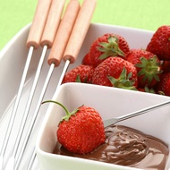 Fondue Forks, Cheese Fondue Sticks with Wooden Handle Heat Resistant for Chocolate Fountain Roast Marshmallows 24 X 1cm