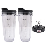 A84G-24Oz Cups With To-Go Lids, 7 Fins Extractor, For Nutri Ninja Auto IQ BN801 SS101 BL480-30 BL641