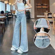 S~5XL plus jeans denim pants loose straight baggy jeans pants wide leg mopping trousers