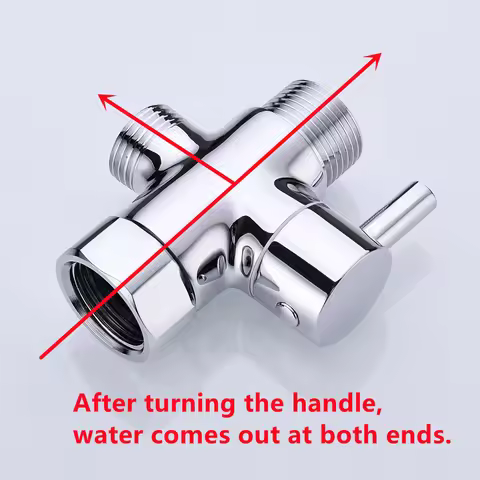 3 Way Diverter Valve T Adapter Converter Chrome For Shower Head Diverter Valve Three-way Water Distr