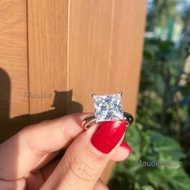 Luxury 4ct Princess Cut Diamond Real Moissanite Women Ring All Can Pass Diamond Test Moissanite Ring